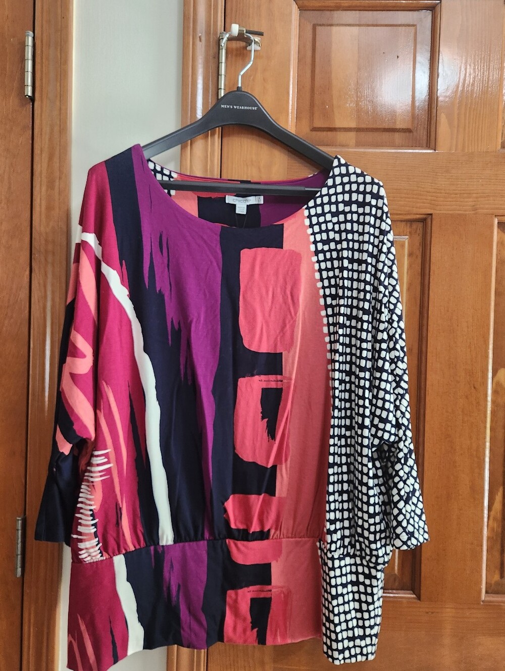 Chicos Abstract Banded Hem Top